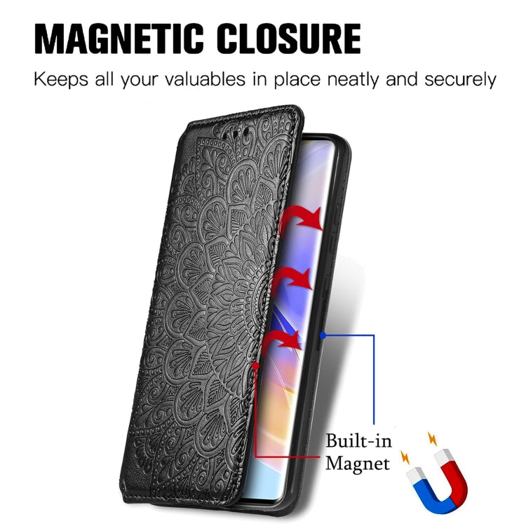 For Honor 60 SE Blooming Mandala Embossed Magnetic Leather Phone Case