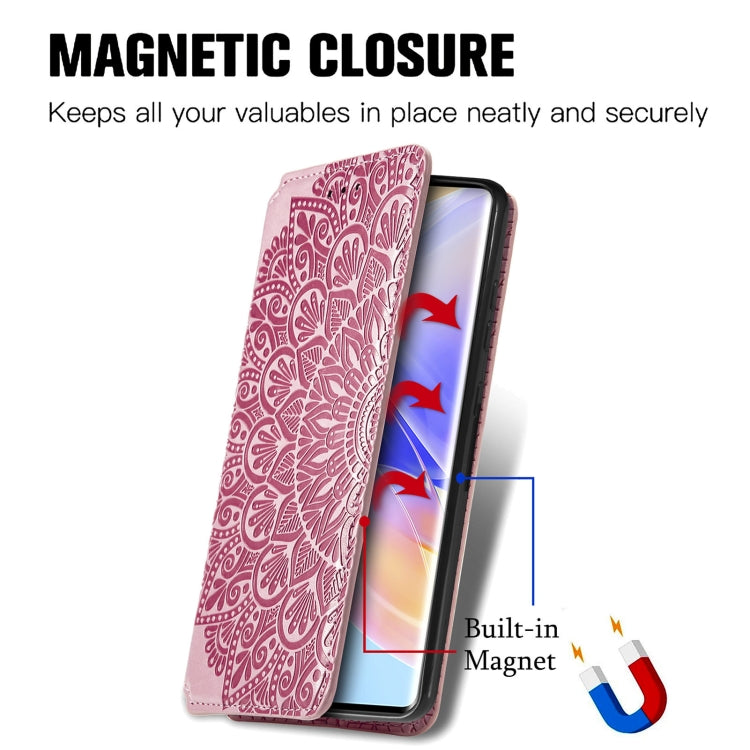 For Honor 60 SE Blooming Mandala Embossed Magnetic Leather Phone Case