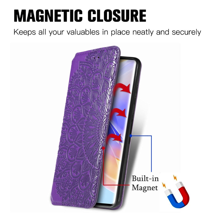 For Honor 60 SE Blooming Mandala Embossed Magnetic Leather Phone Case