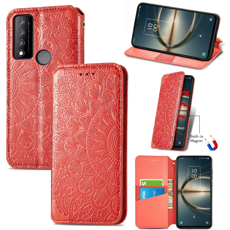 For TCL 30 V 5G Blooming Mandala Embossed Magnetic Leather Phone Case