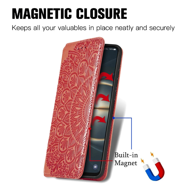 For TCL 30 V 5G Blooming Mandala Embossed Magnetic Leather Phone Case