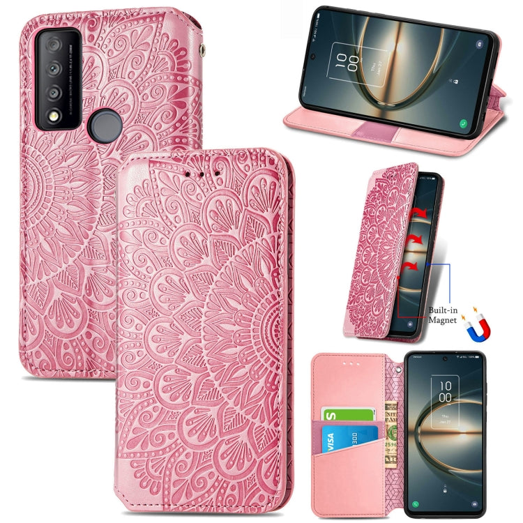 For TCL 30 V 5G Blooming Mandala Embossed Magnetic Leather Phone Case