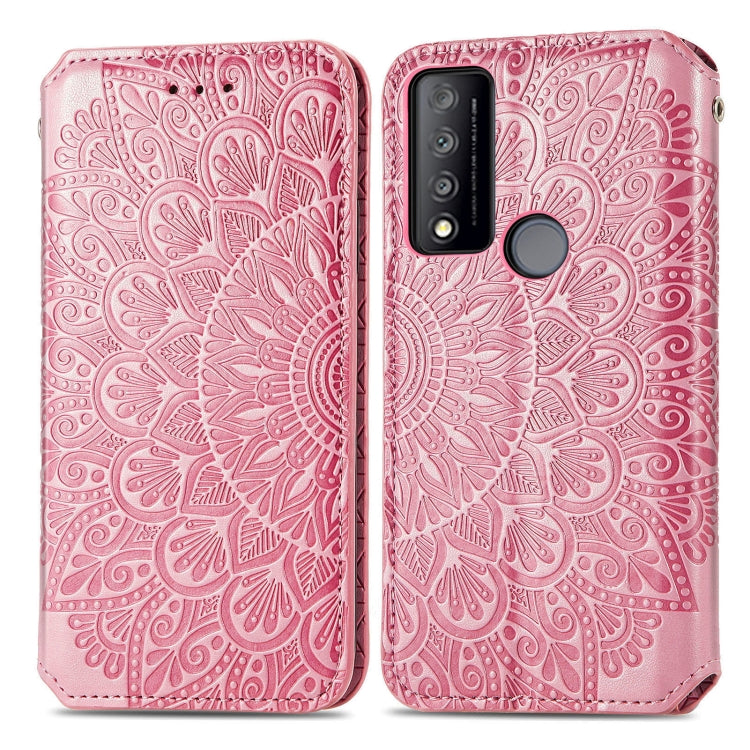 For TCL 30 V 5G Blooming Mandala Embossed Magnetic Leather Phone Case