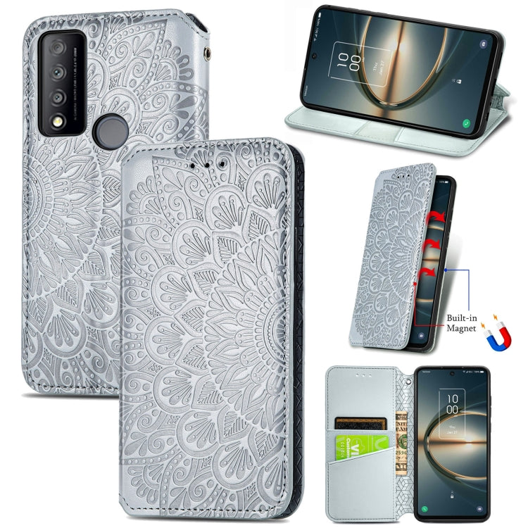 For TCL 30 V 5G Blooming Mandala Embossed Magnetic Leather Phone Case