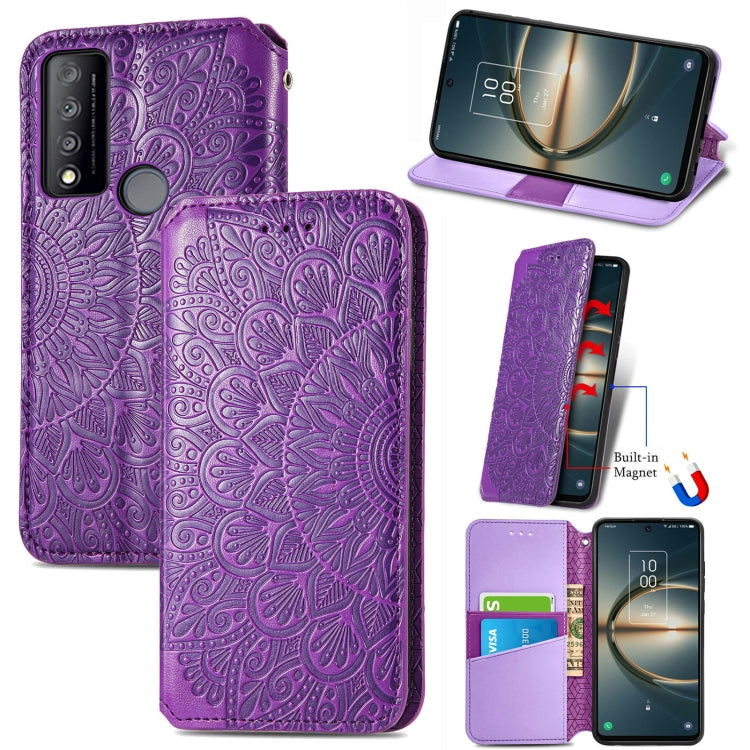 For TCL 30 V 5G Blooming Mandala Embossed Magnetic Leather Phone Case