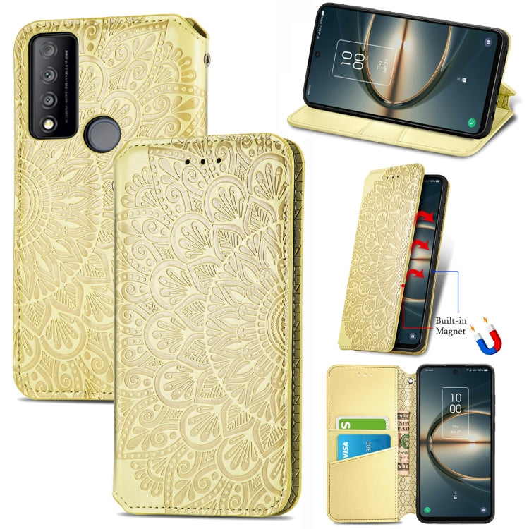 For TCL 30 V 5G Blooming Mandala Embossed Magnetic Leather Phone Case