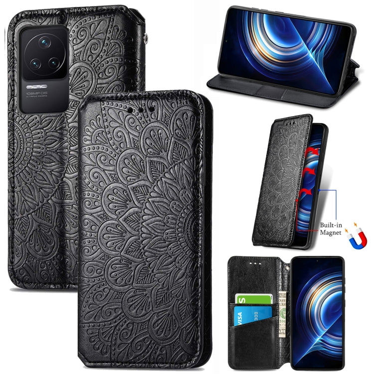 For Xiaomi Redmi K50 Pro Blooming Mandala Embossed Magnetic Leather Phone Case