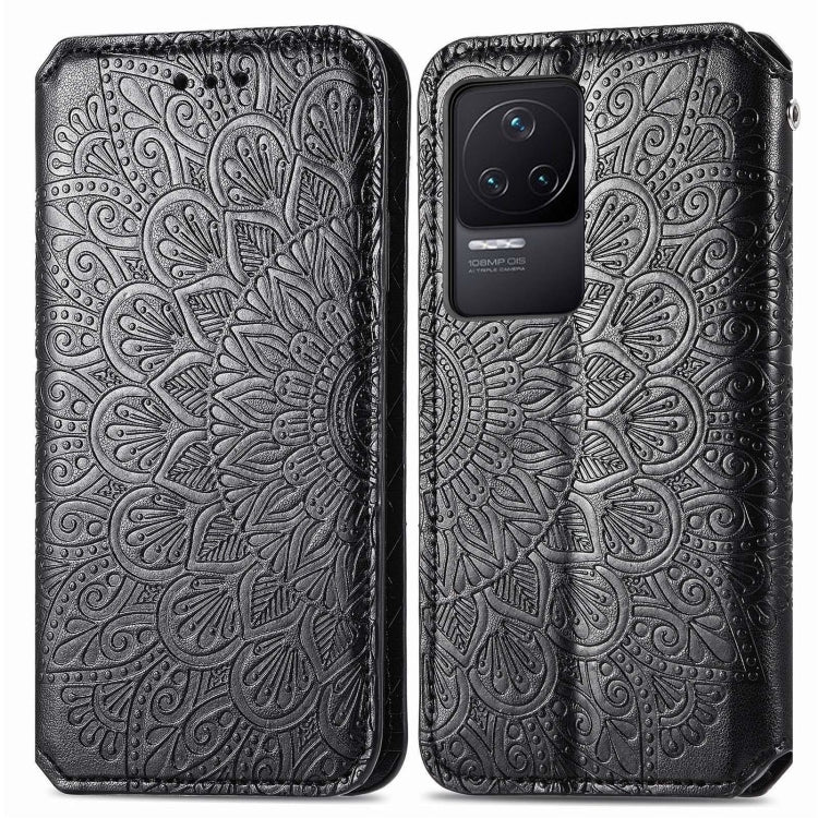 For Xiaomi Redmi K50 Pro Blooming Mandala Embossed Magnetic Leather Phone Case