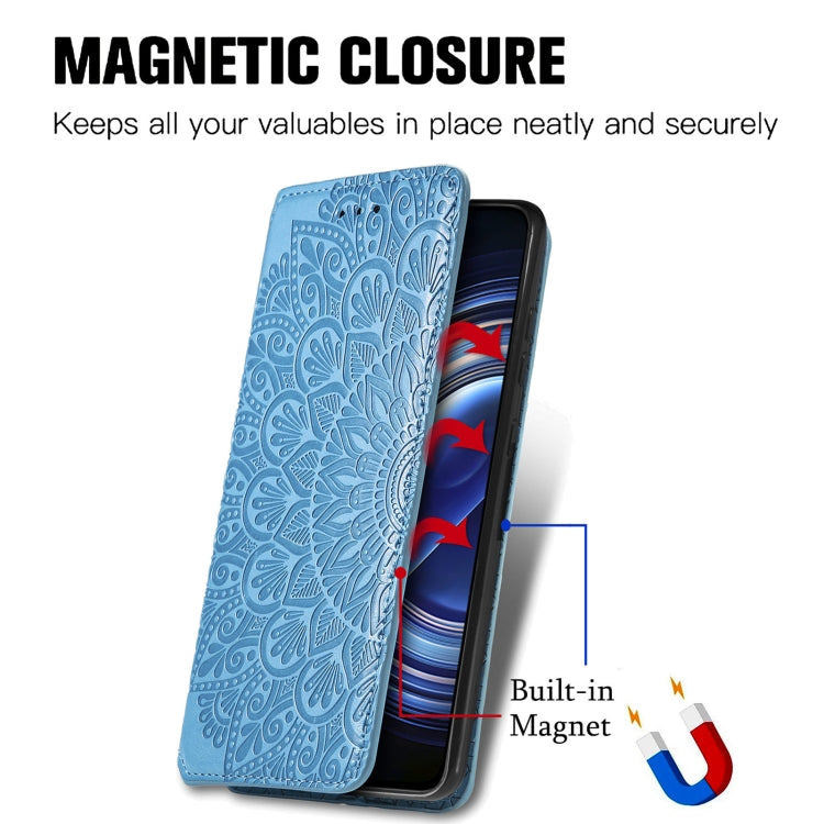 For Xiaomi Redmi K50 Pro Blooming Mandala Embossed Magnetic Leather Phone Case