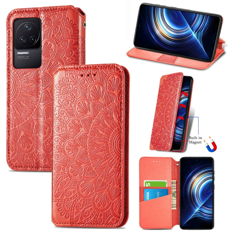For Xiaomi Redmi K50 Pro Blooming Mandala Embossed Magnetic Leather Phone Case