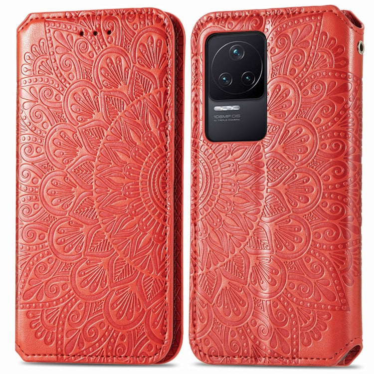 For Xiaomi Redmi K50 Pro Blooming Mandala Embossed Magnetic Leather Phone Case