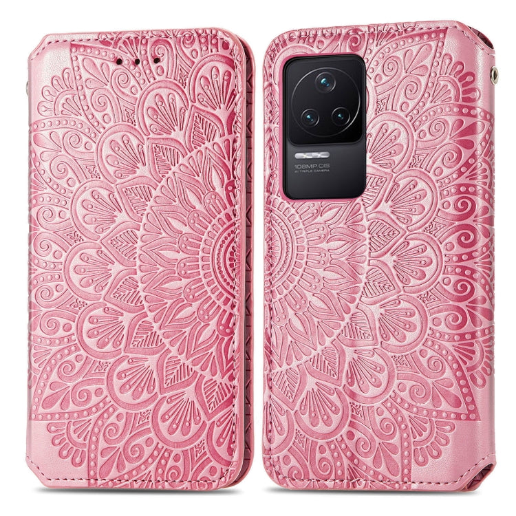For Xiaomi Redmi K50 Pro Blooming Mandala Embossed Magnetic Leather Phone Case
