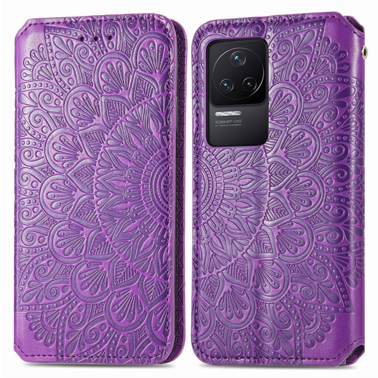 For Xiaomi Redmi K50 Pro Blooming Mandala Embossed Magnetic Leather Phone Case
