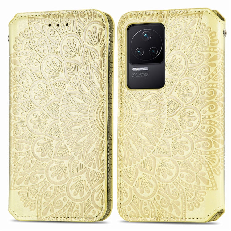 For Xiaomi Redmi K50 Pro Blooming Mandala Embossed Magnetic Leather Phone Case