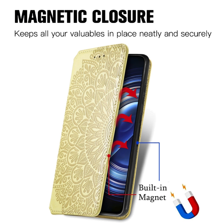 For Xiaomi Redmi K50 Pro Blooming Mandala Embossed Magnetic Leather Phone Case