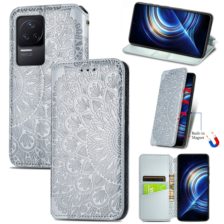 For Xiaomi Redmi K50 Pro Blooming Mandala Embossed Magnetic Leather Phone Case