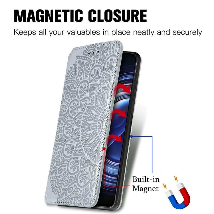 For Xiaomi Redmi K50 Pro Blooming Mandala Embossed Magnetic Leather Phone Case