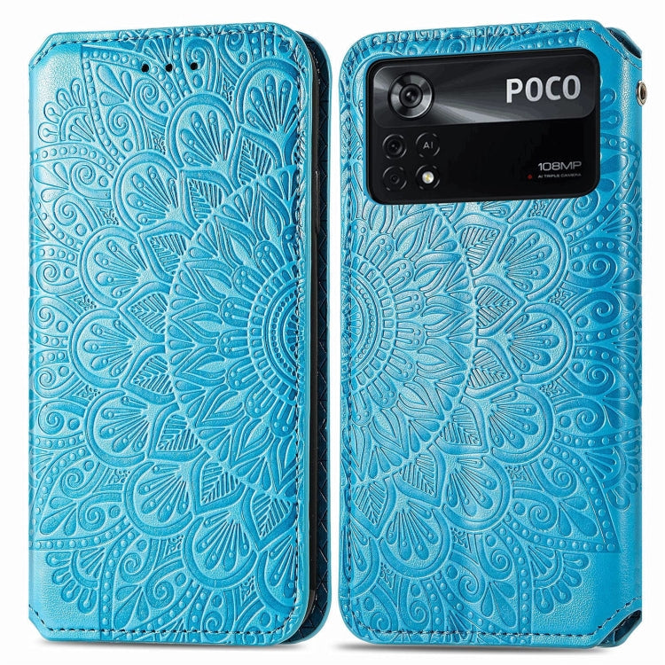 For Xiaomi Poco X4 Pro 5G Blooming Mandala Embossed Magnetic Leather Phone Case
