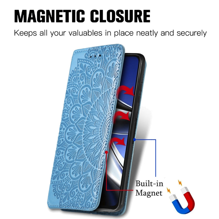For Xiaomi Poco X4 Pro 5G Blooming Mandala Embossed Magnetic Leather Phone Case