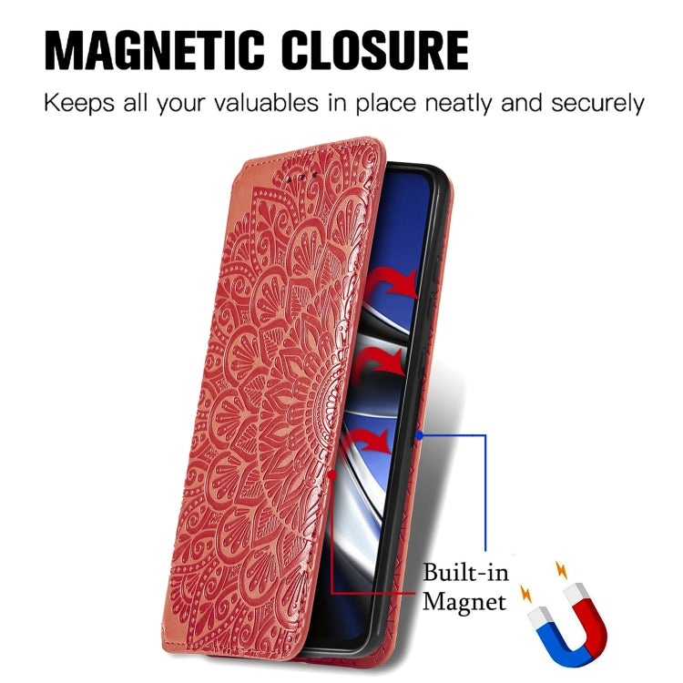 For Xiaomi Poco X4 Pro 5G Blooming Mandala Embossed Magnetic Leather Phone Case