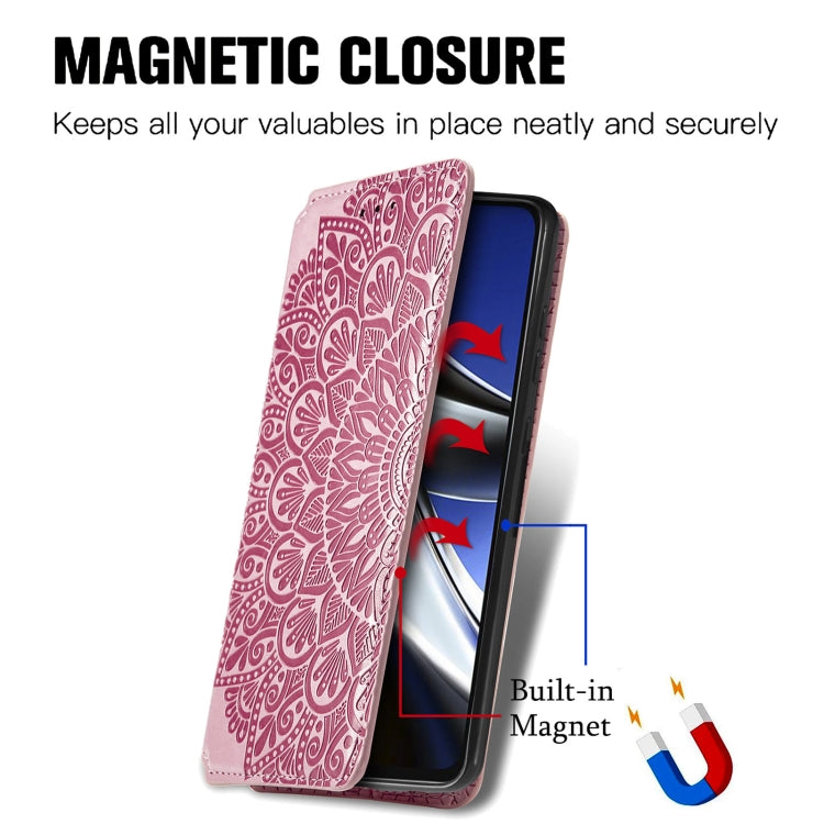For Xiaomi Poco X4 Pro 5G Blooming Mandala Embossed Magnetic Leather Phone Case