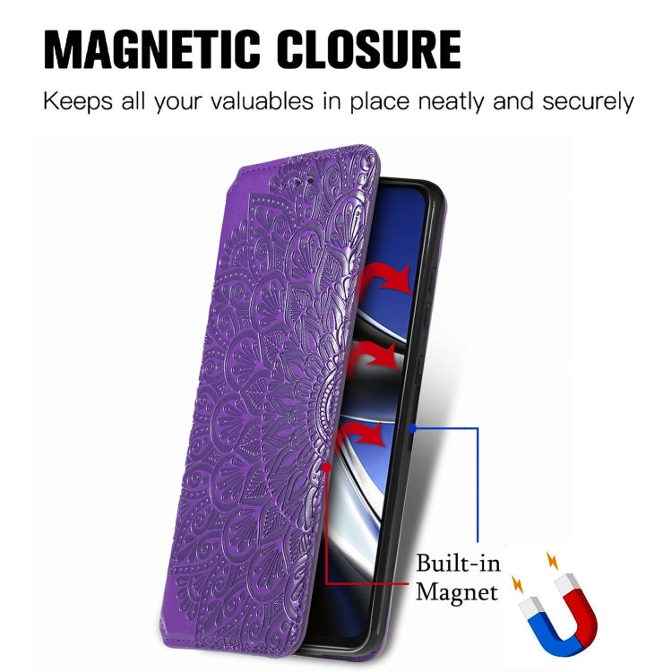 For Xiaomi Poco X4 Pro 5G Blooming Mandala Embossed Magnetic Leather Phone Case