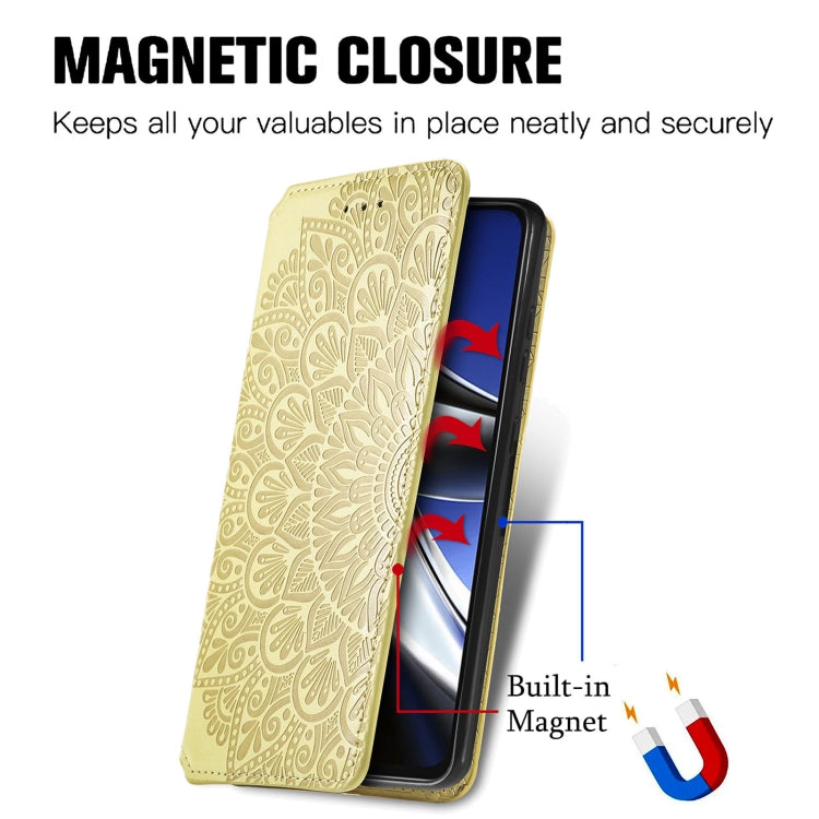 For Xiaomi Poco X4 Pro 5G Blooming Mandala Embossed Magnetic Leather Phone Case