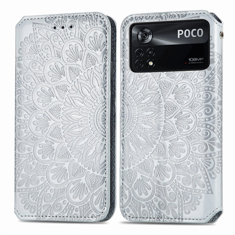For Xiaomi Poco X4 Pro 5G Blooming Mandala Embossed Magnetic Leather Phone Case