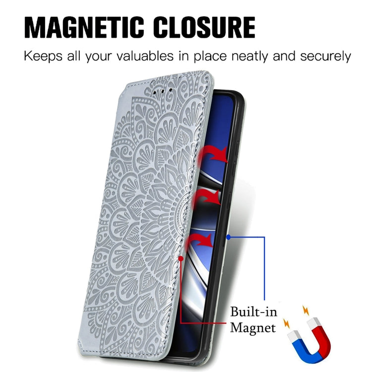 For Xiaomi Poco X4 Pro 5G Blooming Mandala Embossed Magnetic Leather Phone Case