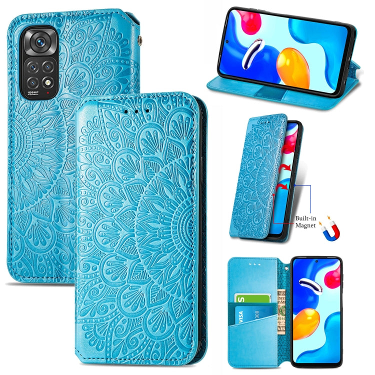 For Xiaomi Redmi Note 11S Blooming Mandala Embossed Magnetic Leather Phone Case