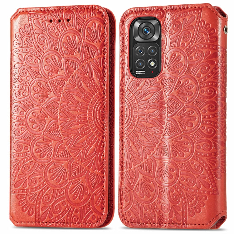 For Xiaomi Redmi Note 11S Blooming Mandala Embossed Magnetic Leather Phone Case