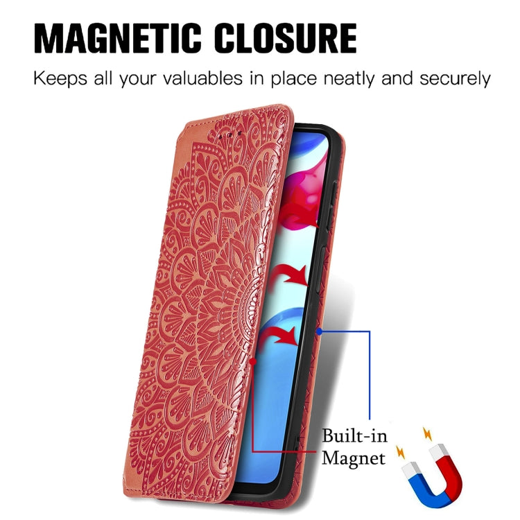 For Xiaomi Redmi Note 11S Blooming Mandala Embossed Magnetic Leather Phone Case