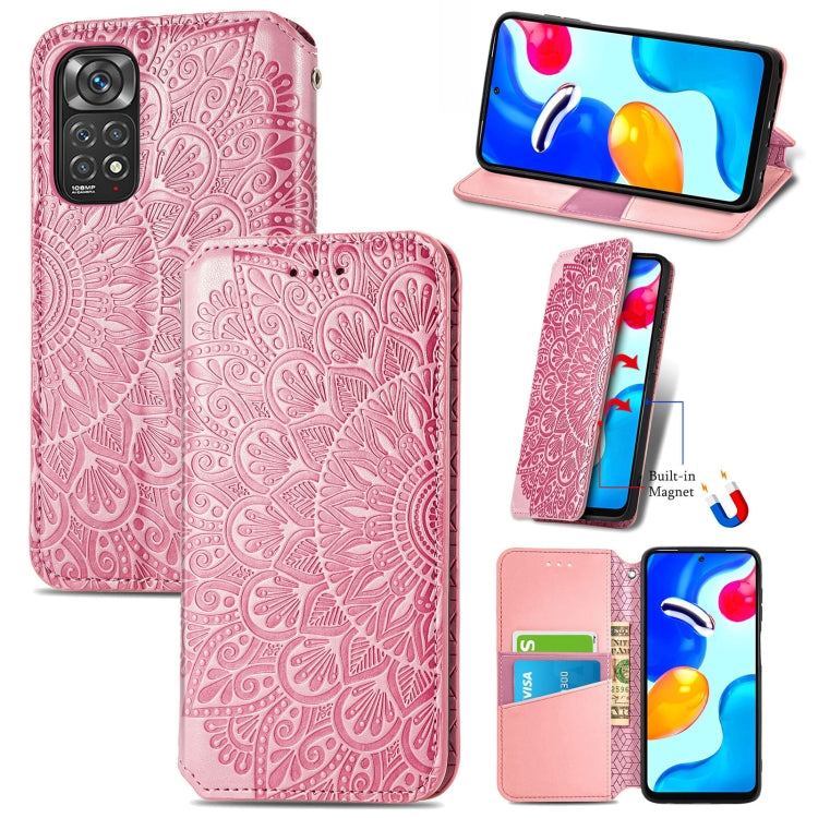 For Xiaomi Redmi Note 11S Blooming Mandala Embossed Magnetic Leather Phone Case