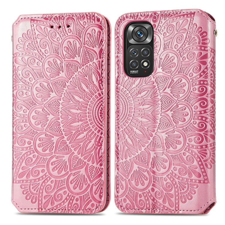 For Xiaomi Redmi Note 11S Blooming Mandala Embossed Magnetic Leather Phone Case
