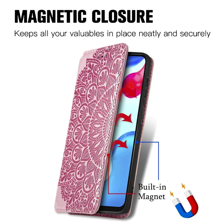 For Xiaomi Redmi Note 11S Blooming Mandala Embossed Magnetic Leather Phone Case