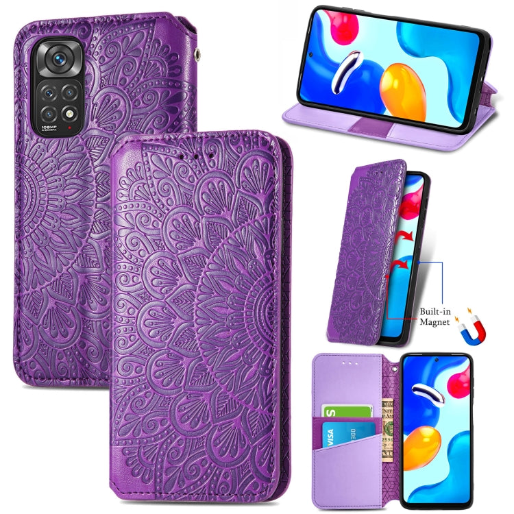 For Xiaomi Redmi Note 11S Blooming Mandala Embossed Magnetic Leather Phone Case