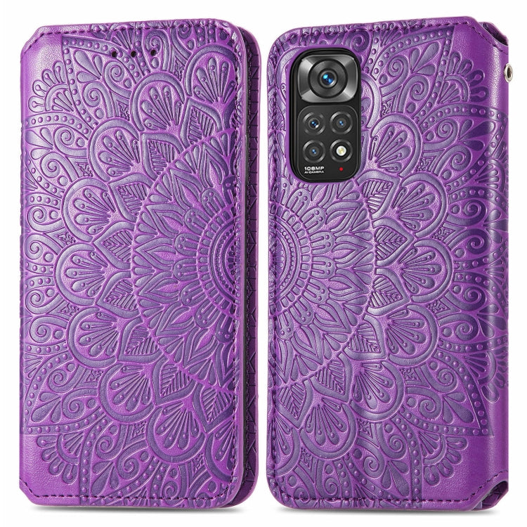 For Xiaomi Redmi Note 11S Blooming Mandala Embossed Magnetic Leather Phone Case