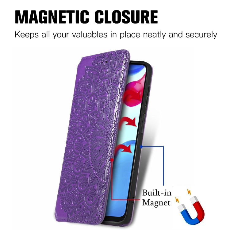 For Xiaomi Redmi Note 11S Blooming Mandala Embossed Magnetic Leather Phone Case