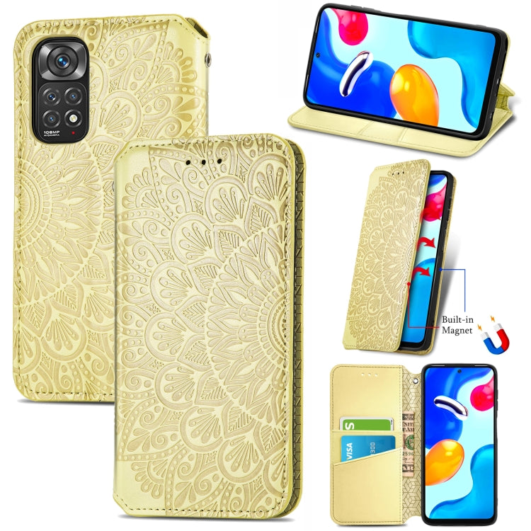 For Xiaomi Redmi Note 11S Blooming Mandala Embossed Magnetic Leather Phone Case