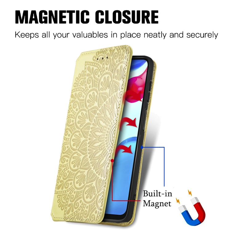 For Xiaomi Redmi Note 11S Blooming Mandala Embossed Magnetic Leather Phone Case