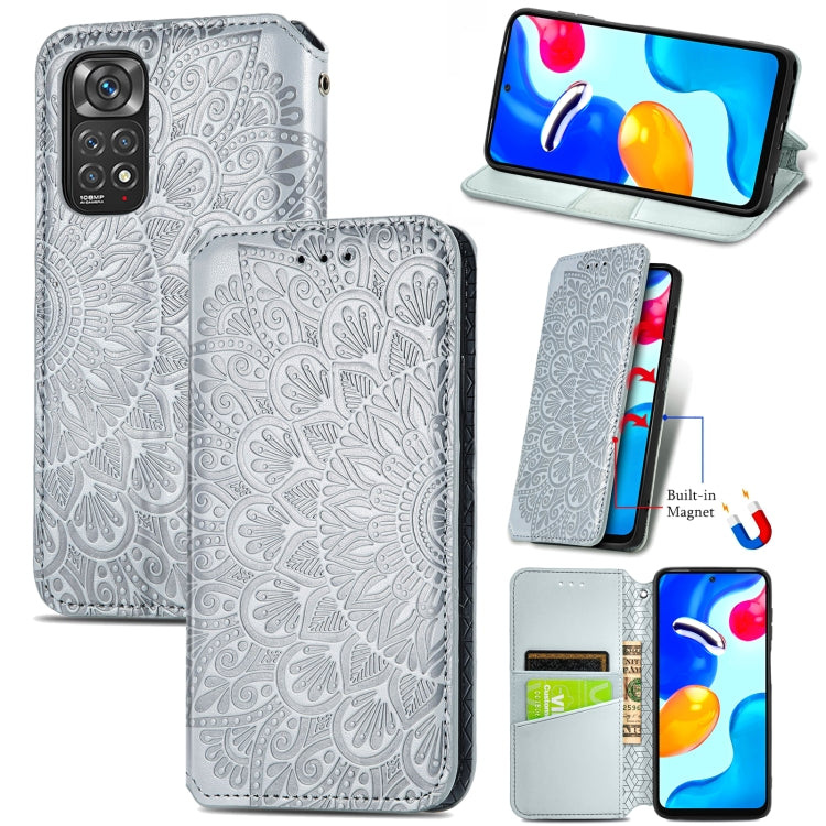 For Xiaomi Redmi Note 11S Blooming Mandala Embossed Magnetic Leather Phone Case