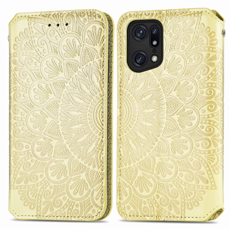 For OPPO Find X5 Blooming Mandala Embossed Magnetic Leather Phone Case