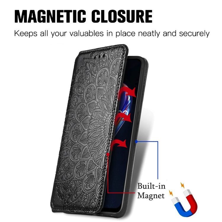 For OPPO Realme 9 Pro Blooming Mandala Embossed Magnetic Leather Phone Case