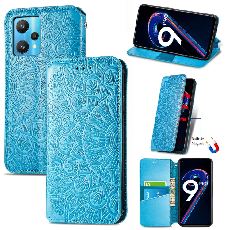 For OPPO Realme 9 Pro Blooming Mandala Embossed Magnetic Leather Phone Case