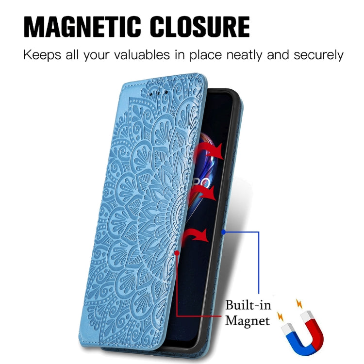 For OPPO Realme 9 Pro Blooming Mandala Embossed Magnetic Leather Phone Case