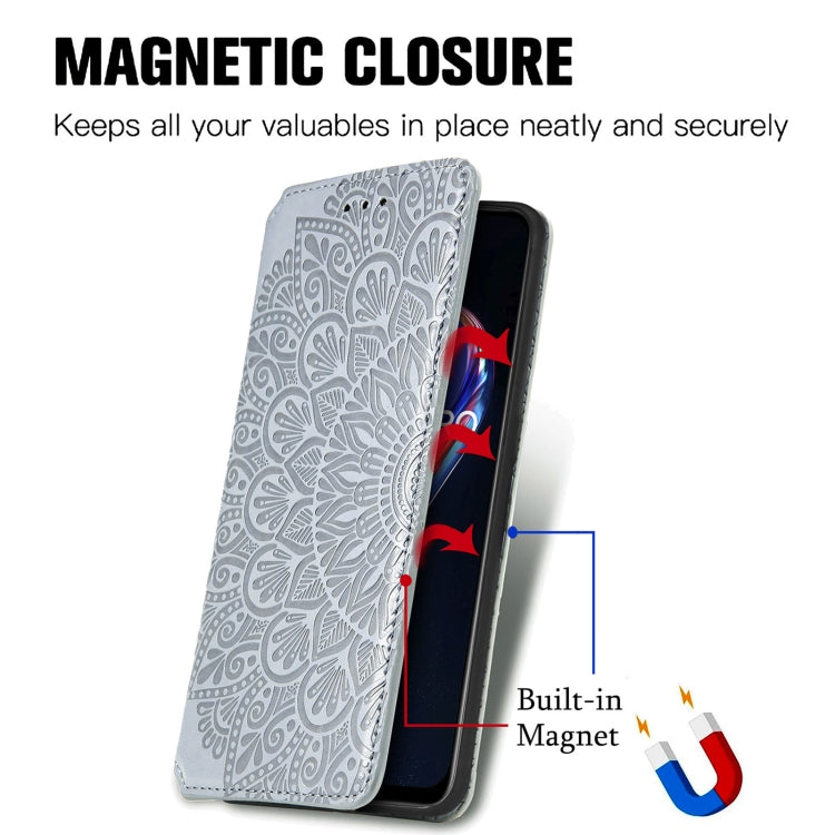 For OPPO Realme 9 Pro Blooming Mandala Embossed Magnetic Leather Phone Case
