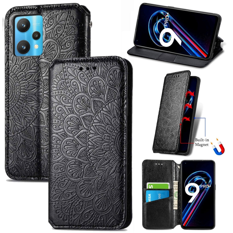 For OPPO Realme 9 Pro+ 5G Blooming Mandala Embossed Magnetic Leather Phone Case