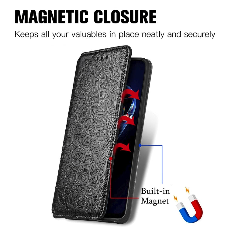 For OPPO Realme 9 Pro+ 5G Blooming Mandala Embossed Magnetic Leather Phone Case