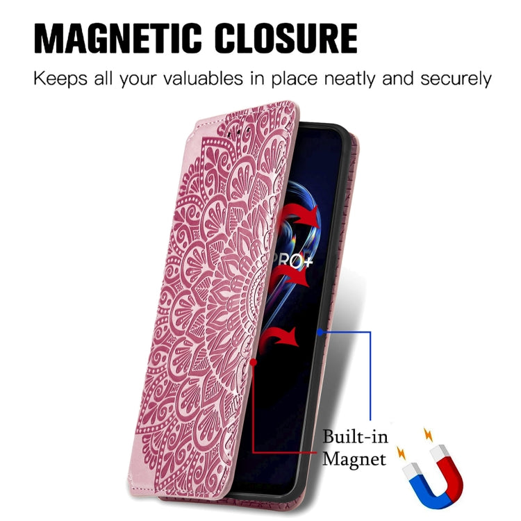 For OPPO Realme 9 Pro+ 5G Blooming Mandala Embossed Magnetic Leather Phone Case