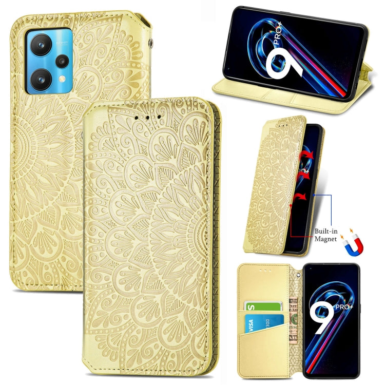 For OPPO Realme 9 Pro+ 5G Blooming Mandala Embossed Magnetic Leather Phone Case